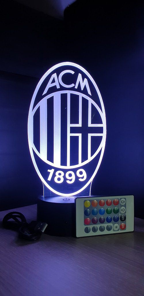 Lampe led 3D AC Milan, serie a,  sport, football, équipe, veilleuse, chevet, cadeau, déco, illusion