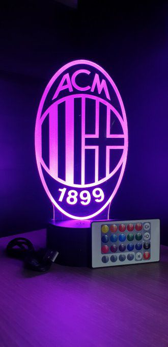 Lampe led 3D AC Milan, serie a, sport, football, équipe, veilleuse