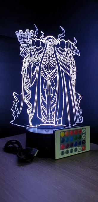 Lampe led 3D Ainz Ooal Gown , veilleuse, idée cadeau, manga, animés, scan, déco, illusion, chevet