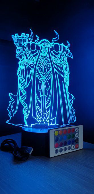 Lampe led 3D Ainz Ooal Gown , veilleuse, idée cadeau, manga, animés, scan, déco, illusion, chevet