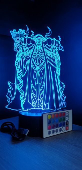 Lampe led 3D Ainz Ooal Gown, Overlord, scan, déco, illusion, chevet