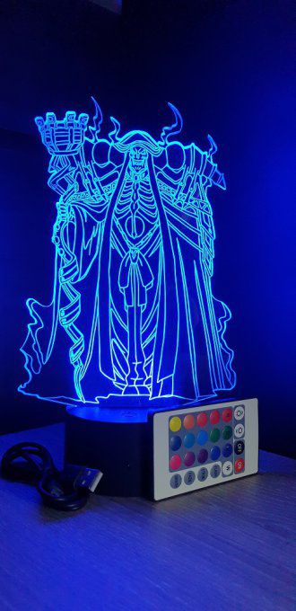 Lampe led 3D Ainz Ooal Gown , veilleuse, idée cadeau, manga, animés, scan, déco, illusion, chevet
