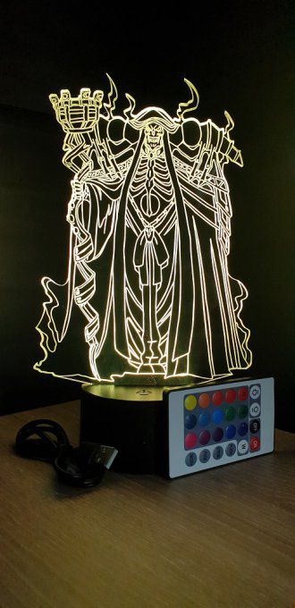 Lampe led 3D Ainz Ooal Gown , veilleuse, idée cadeau, manga, animés, scan, déco, illusion, chevet