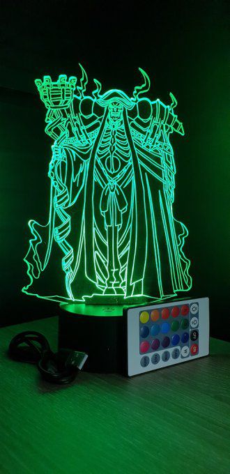Lampe led 3D Ainz Ooal Gown , veilleuse, idée cadeau, manga, animés, scan, déco, illusion, chevet