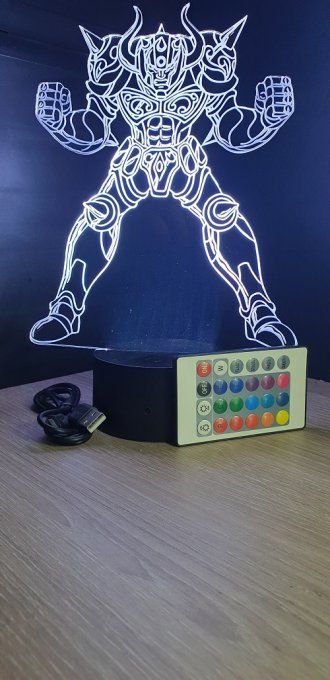 Lampe led 3D Aldébaran, Chevaliers du Zodiaque, illusion, idée cadeau, veilleuse, déco, enfant