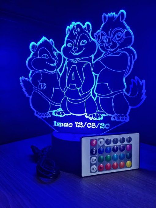 Lampe led 3D Alvin et les Chipmunks, Retour vers le futur, veilleuse