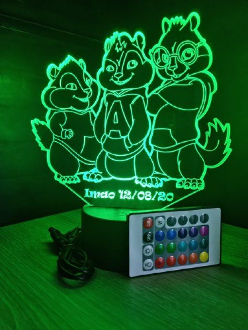 Lampe led 3D Alvin et les Chipmunks, Retour vers le futur, veilleuse