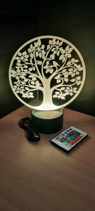 Lampe led 3d arbre de vie, famille, personnalisable, vie, oiseau