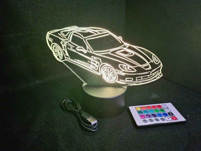 Lampe led 3D Aston Martin, voiture, veilleuse, chevet, néon, cadeau, déco, illusion, bureau 