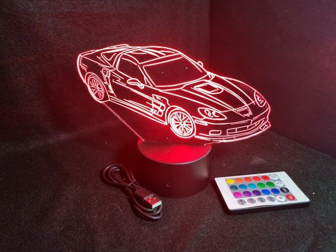 Lampe led 3D Aston Martin, voiture, veilleuse, chevet, néon, cadeau, déco, illusion, bureau 