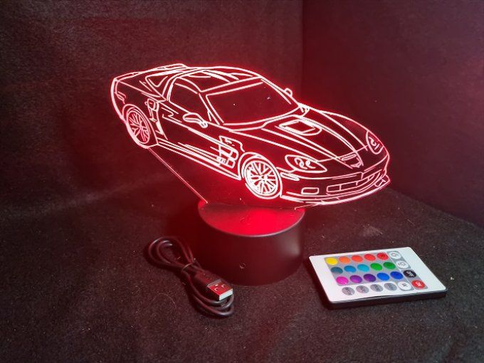 Lampe led 3D Aston Martin, voiture, veilleuse, chevet, cadeau, déco