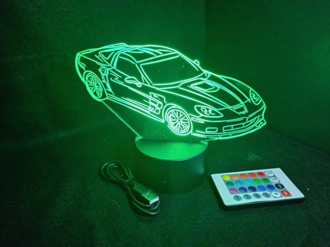 Lampe led 3D Aston Martin, voiture, veilleuse, chevet, cadeau, déco