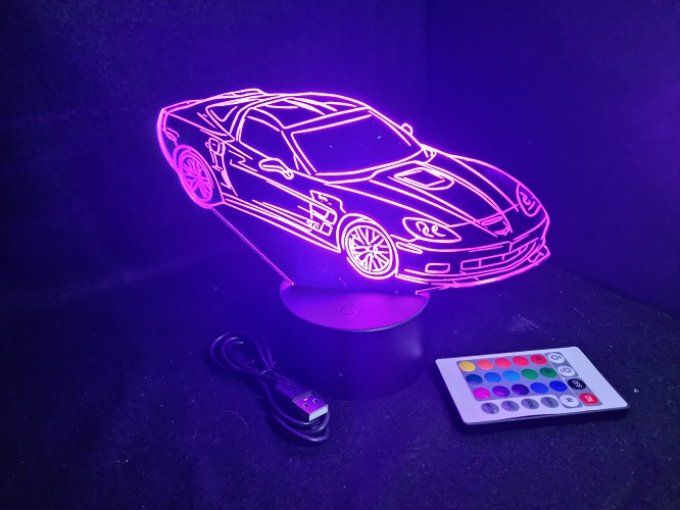 Lampe led 3D Aston Martin, voiture, veilleuse, chevet, cadeau, déco