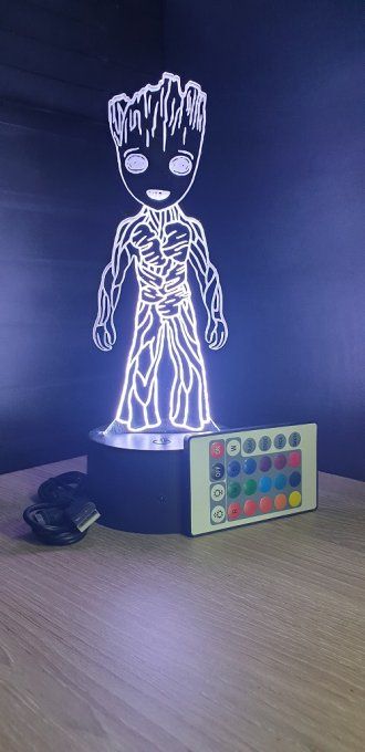 Lampe led 3D Baby Groot, Marvel, veilleuse, chevet, luminaire, déco