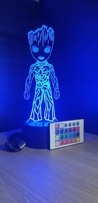 Lampe led 3D Baby Groot, Marvel, veilleuse, cadeau, dessin animé , déco, illusion, chevet, bureau