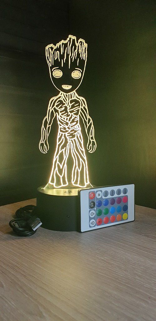 Lampe led 3D Baby Groot, Marvel, veilleuse, chevet, luminaire, déco