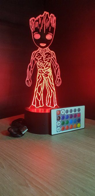 Lampe led 3D Baby Groot, Marvel, veilleuse, chevet, luminaire, déco