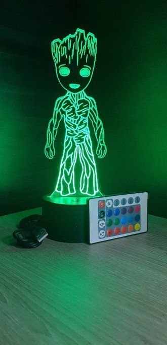 Lampe led 3D Baby Groot, Marvel, veilleuse, cadeau, dessin animé , déco, illusion, chevet, bureau