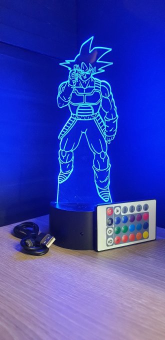 Lampe led 3d Bardock dragon ball Z, manga, veilleuse, dessin animé, déco, illusion, chevet, lumière