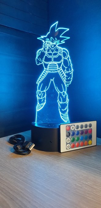 Lampe led 3d Bardock dragon ball Z, manga, veilleuse, dessin animé, déco, illusion, chevet, lumière