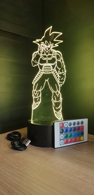 Lampe led 3d Bardock dragon ball Z, manga, veilleuse, dessin animé, déco, illusion, chevet, lumière