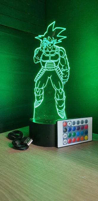 Lampe led 3d Bardock dragon ball Z, manga, veilleuse, dessin animé, déco, illusion, chevet, lumière