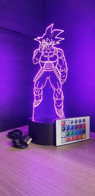 Lampe led 3d Bardock dragon ball Z, manga, veilleuse, dessin animé, déco, illusion, chevet, lumière