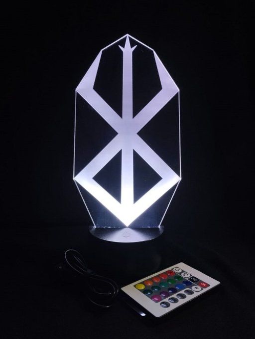 Lampe led 3D Emblème Berserk, veilleuse, déco, chevet, dark fantasy