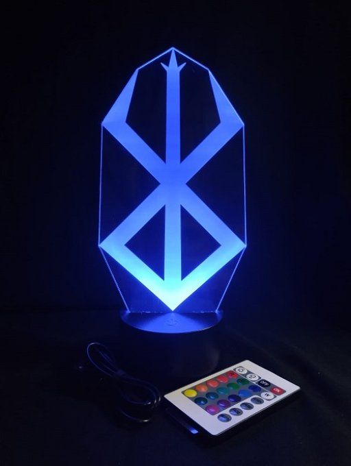 Lampe led 3D Emblème Berserk, veilleuse, déco, chevet, dark fantasy