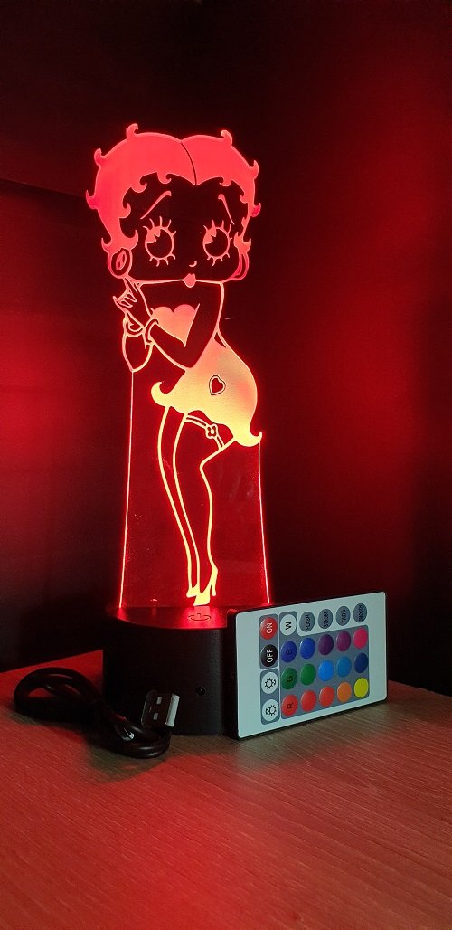 Lampe led 3D Betty Boop, Pin up, dessin animé, veilleuse, déco, chevet