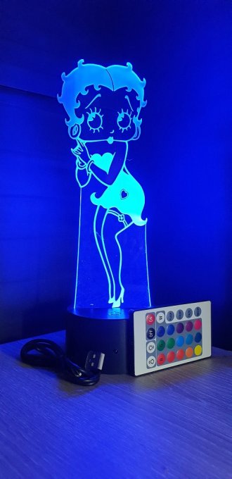 Lampe led 3D Betty Boop, Pin up, dessin animé, veilleuse, déco, chevet