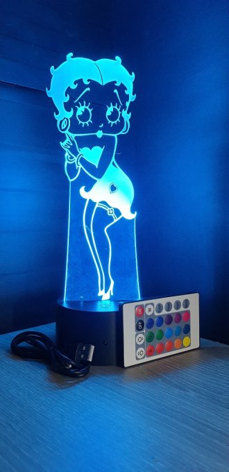 Lampe led 3D Betty Boop, Pin up, dessin animé, veilleuse, déco, chevet