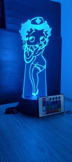 Lampe led 3D Betty Boop, dessin animé, pin up, veilleuse, déco, chambre, chevet, personnalisable