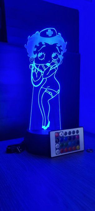 Lampe led 3D Betty Boop, dessin animé, pin up, veilleuse, déco, chambre, chevet, personnalisable