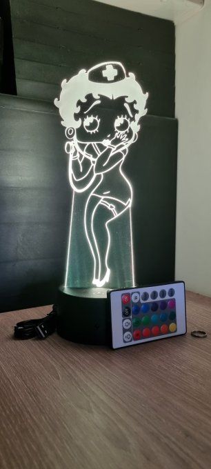 Lampe led 3D Betty Boop, dessin animé, pin up, veilleuse, déco, chambre, chevet, personnalisable