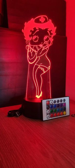Lampe led 3D Betty Boop, dessin animé, pin up, veilleuse, déco, chambre, chevet, personnalisable