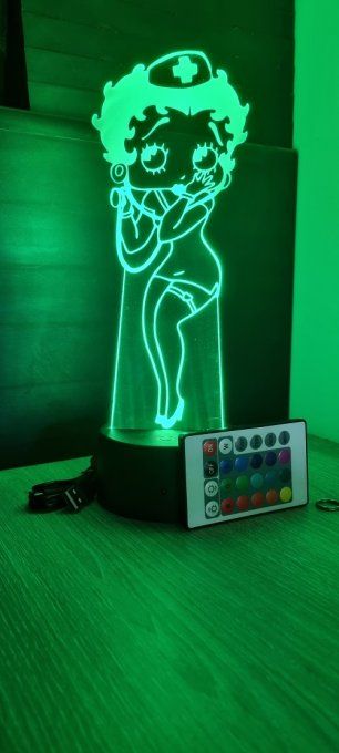 Lampe led 3D Betty Boop, dessin animé, pin up, veilleuse, déco, chambre, chevet, personnalisable