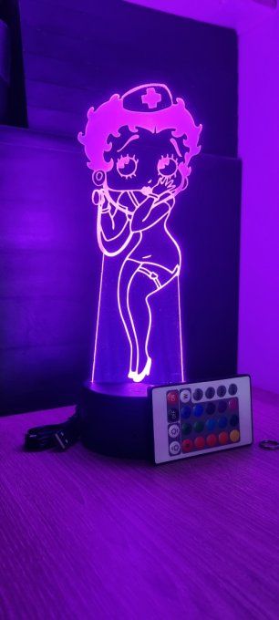 Lampe led 3D Betty Boop, dessin animé, pin up, veilleuse, déco, chambre, chevet, personnalisable