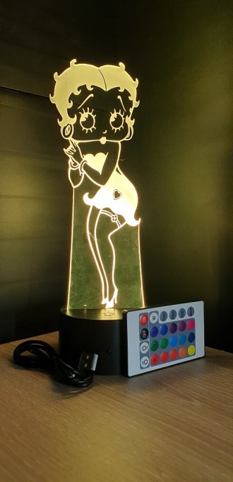 Lampe led 3D Betty Boop, Pin up, dessin animé, veilleuse, déco, chevet