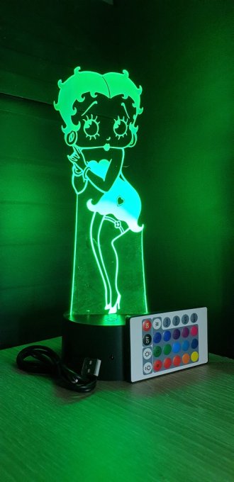 Lampe led 3D Betty Boop, dessin animé, veilleuse, déco, chambre, chevet, éclairage,  personnalisable