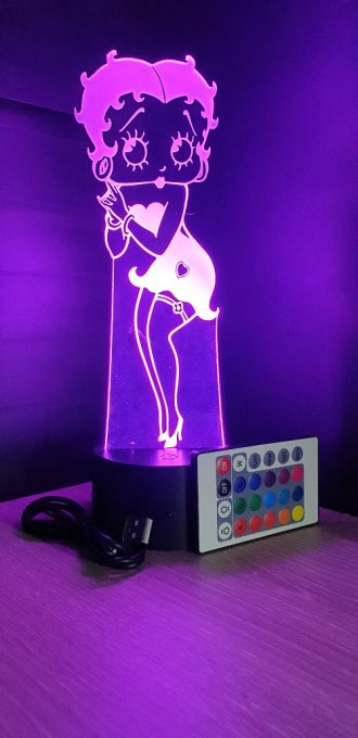 Lampe led 3D Betty Boop, Pin up, dessin animé, veilleuse, déco, chevet