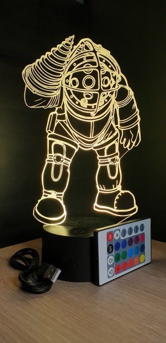 Lampe led 3D Bioshock, console, jeux vidéo, veilleuse, cadeau original, personnalisable, illusion