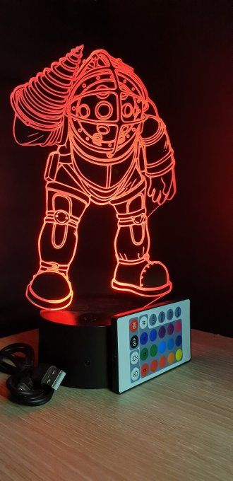 Lampe led 3D Bioshock, console, jeux vidéo, veilleuse, cadeau original, personnalisable, illusion