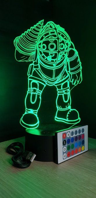 Lampe led 3D Bioshock, console, jeux vidéo, veilleuse, cadeau original, personnalisable, illusion