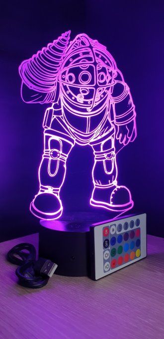 Lampe led 3D Bioshock, console, jeux vidéo, veilleuse, cadeau original, personnalisable, illusion
