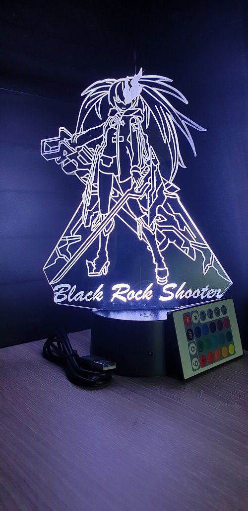 Lampe led 3D Black rock shooter, veilleuse, idée cadeau, manga, animés, scan, déco, illusion