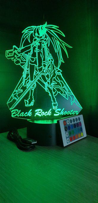 Lampe led 3D Black rock shooter, veilleuse, idée cadeau, manga, animés, scan, déco, illusion