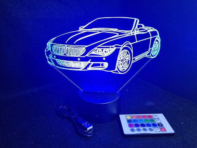 Lampe led 3D BMW cabriolé, voiture, veilleuse, chevet, cadeau, déco