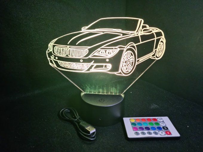 Lampe led 3D BMW cabriolé, voiture, veilleuse, chevet, cadeau, déco