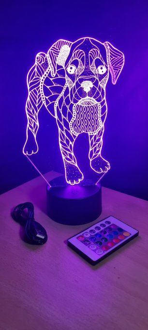 Lampe-led-3D-bouldogue-mandala